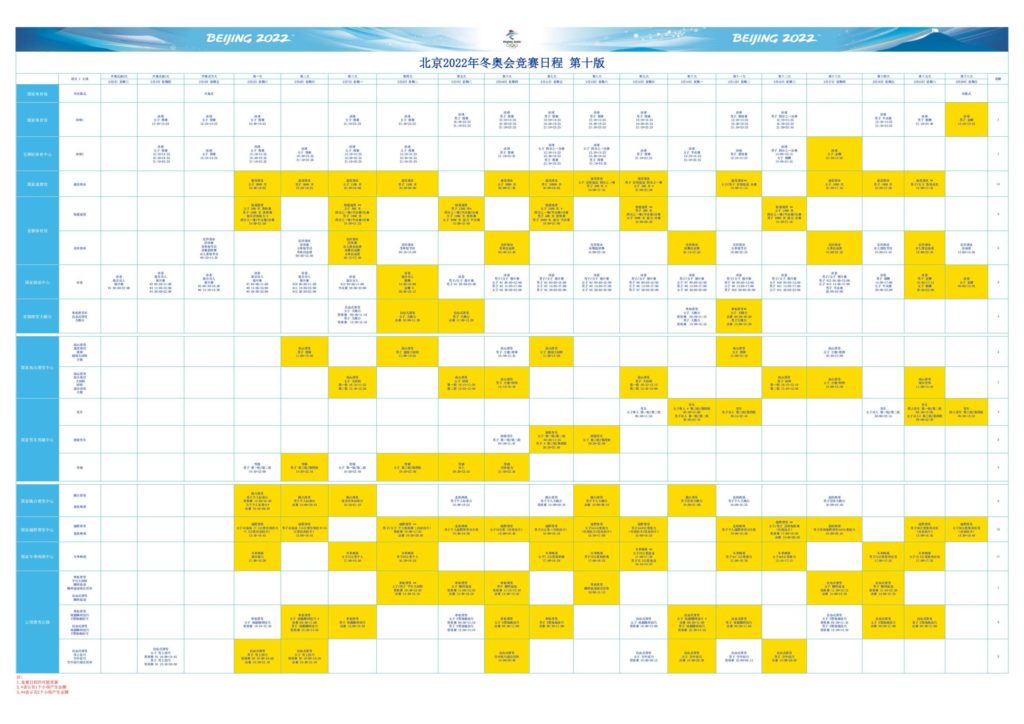 2022北京冬奧會具體賽程表 2022北京冬奧會具體賽程表